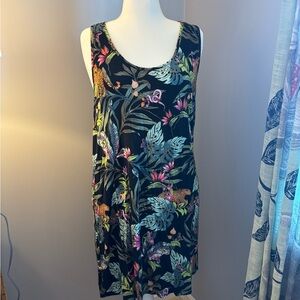 Tropical Print Sleeveless Dress